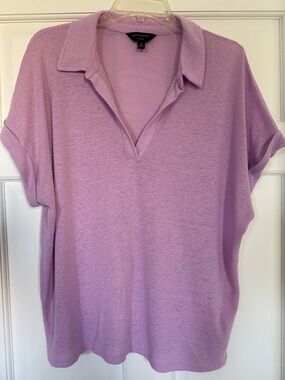 Banana Republic Lavender Polo-Style Women's Top Linen Blend
